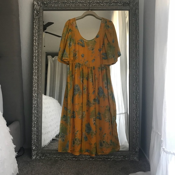 Yellow floral dress midi - Picture 2 of 4